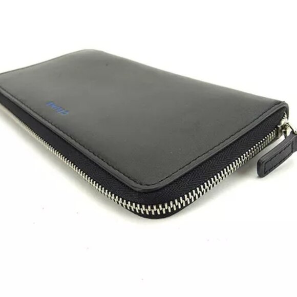 Celine Wallet Purse Long Wallet Logo Black Blue Woman Authentic Used - Picture 4 of 6